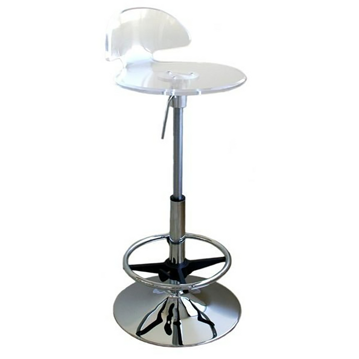 Adjustable w/ Back Clear Acrylic Barstool