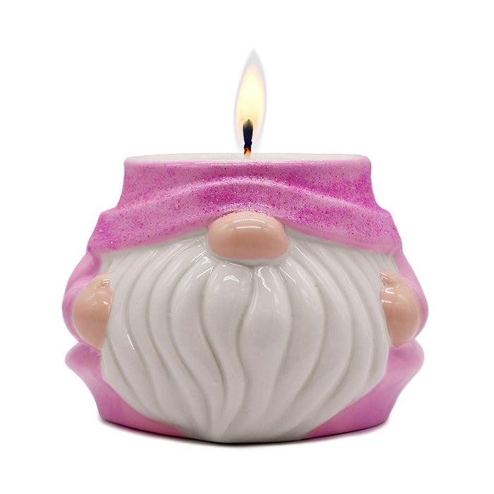 Adorable Pink Gnome Ceramic Candle, Holiday Home Decoration Scented with a Classic White Vanilla Fragrance Candles OrnamentallyYou