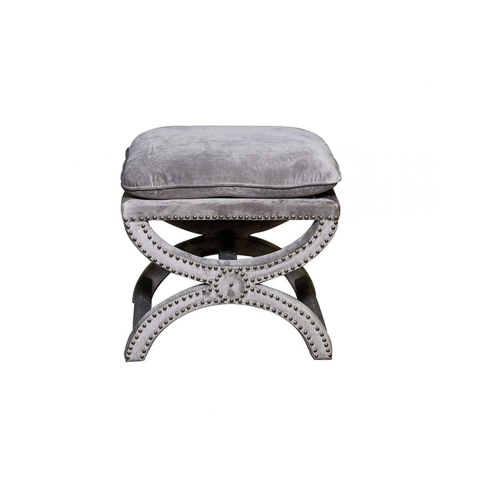 Aria Wood Ottoman with Truffle Velvet Cushion