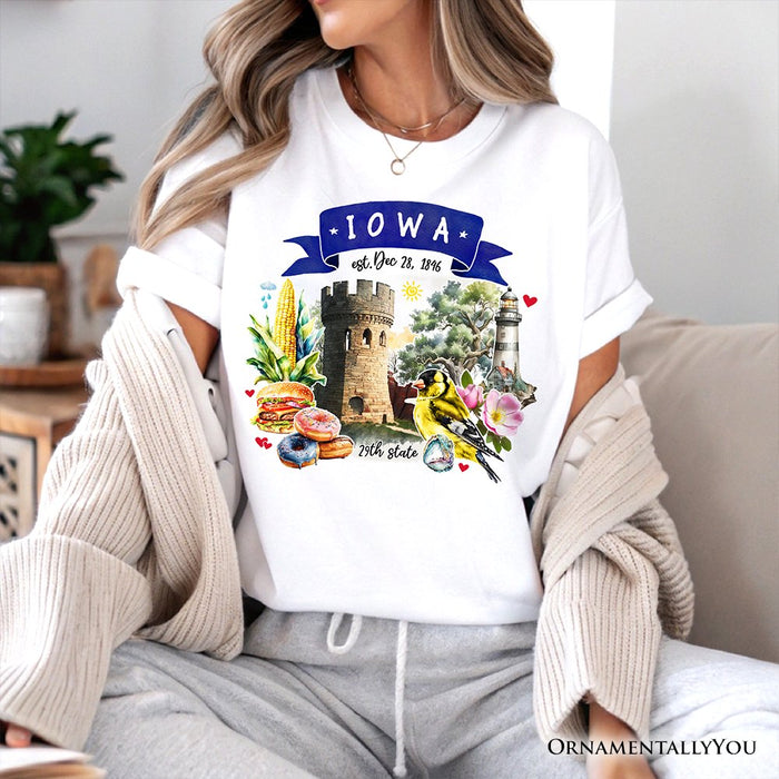 Artistic Iowa State Themes and Landmarks T-Shirt, Tee for History and Travel Lovers T-Shirts OrnamentallyYou