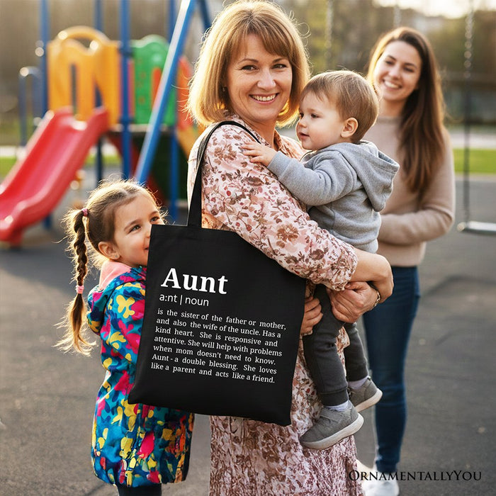Aunt Definition Canvas Tote Bag, Funny Family Gift Shopper Tote Bag OrnamentallyYou