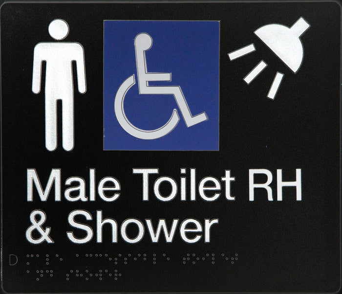 BEST BUY MDTSRH Accessible Male Toilet Right Hand and Shower Sign Braille
