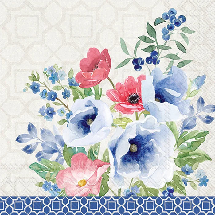 Indigo Bouquet Cocktail Napkins