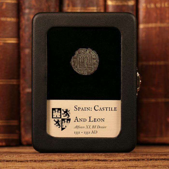 Kingdom of Castile and Leon, King Alfonso XI, Billon 1 Denier - 1331 to 1332 CE - Spanish States