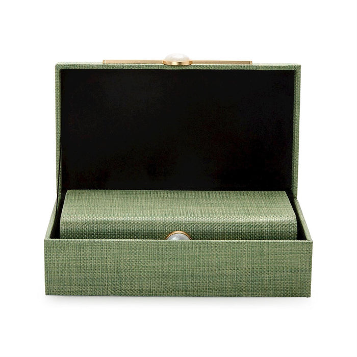 Monaco Green Faux Seagrass Decorative Boxes