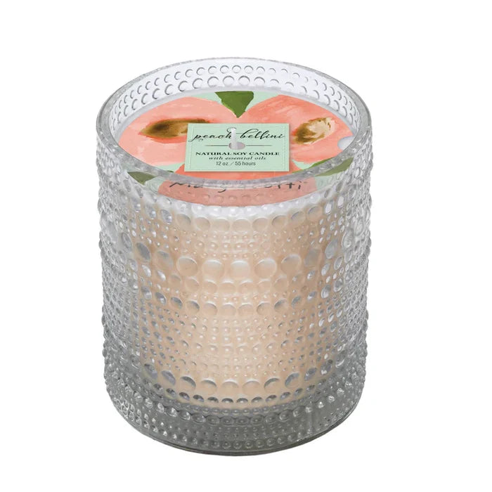 Peach Bellini Natural Soy Wax Candle 12 oz.