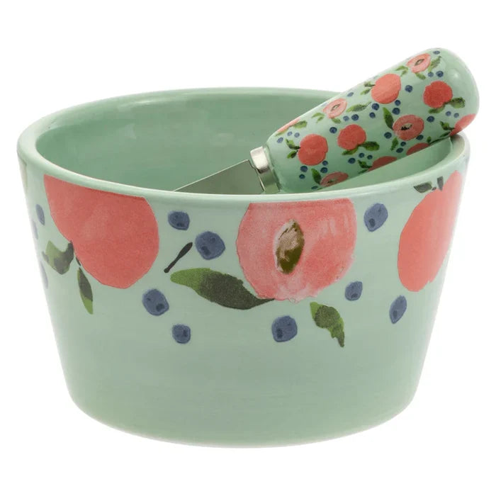 Peaches Bowl & Spreader Set