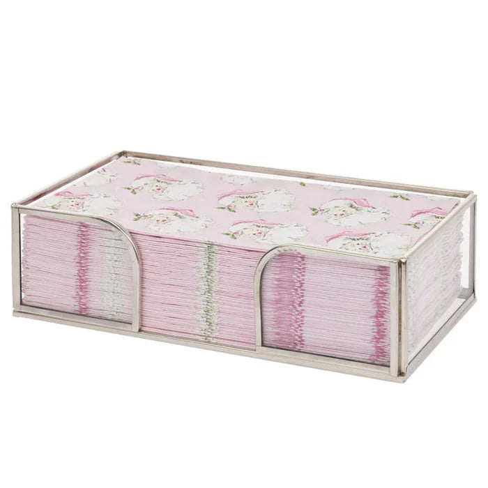 Silver Edge Glass Guest Towel Napkin Holder