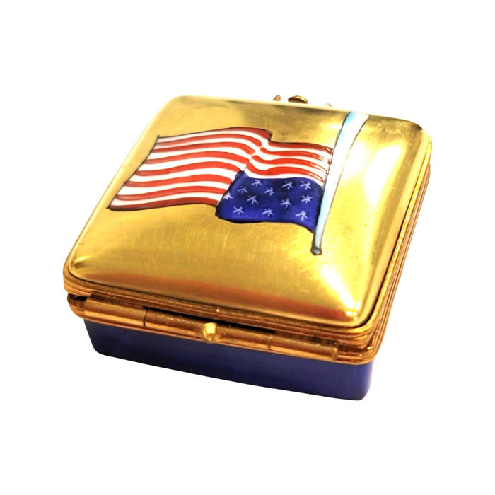 Patriotic American Flag Limoges Box Porcelain Limoges united states patriotic French Trinket Box