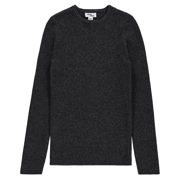 top knit crew neck - black heather