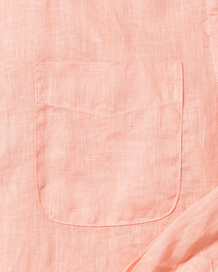 Women's Garment Dyed Linen Shirt in Melon