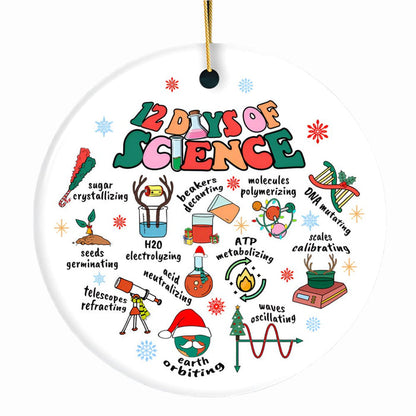 12 Days of Science Ornament, Christmas Gift for Scientist Nerd or Teacher Ceramic Ornament OrnamentallyYou