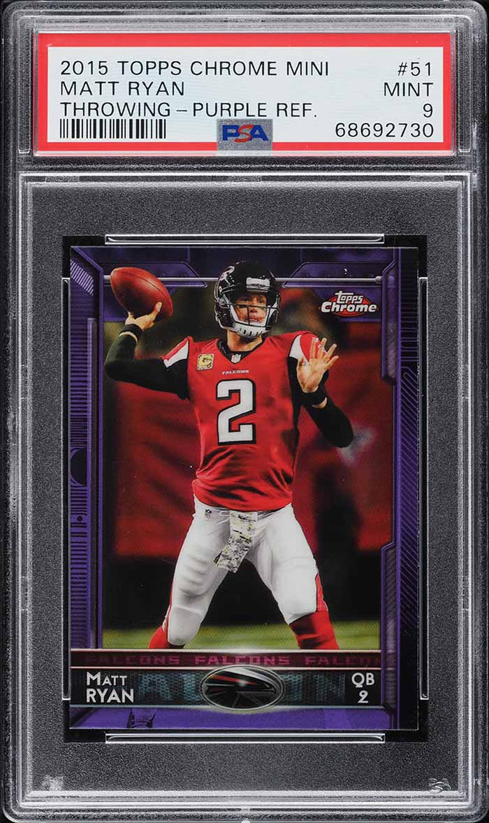 2015 Topps Chrome Mini FB Card # 51 Matt Ryan MVP PURPLE REFRACTOR PSA 9 MINT (MGD2)