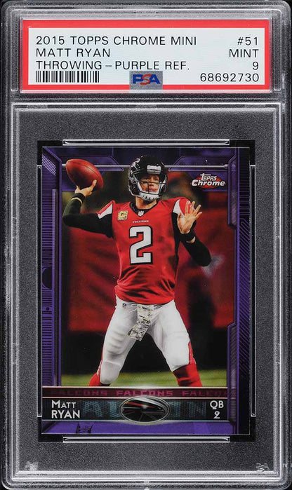 2015 Topps Chrome Mini FB Card # 51 Matt Ryan MVP PURPLE REFRACTOR PSA 9 MINT (MGD2)