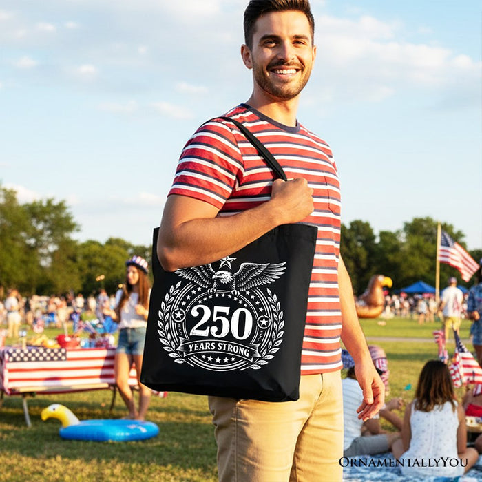 America 250 Years Strong Eagle Tote Bag, 4th of July USA Patriotic 1776–2026 Gift Shopper Tote Bag OrnamentallyYou