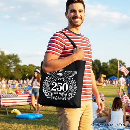 America 250 Years Strong Eagle Tote Bag, 4th of July USA Patriotic 1776–2026 Gift Shopper Tote Bag OrnamentallyYou