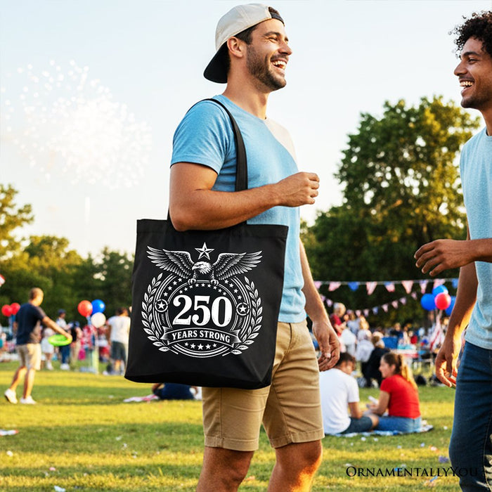America 250 Years Strong Eagle Tote Bag, 4th of July USA Patriotic 1776–2026 Gift Shopper Tote Bag OrnamentallyYou