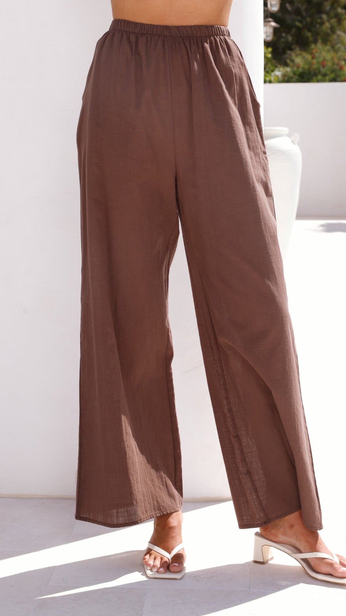 Talia Strapless Top and Pants Set - Brown