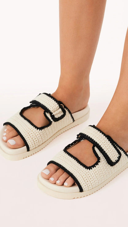 Abbot Sandals - White / Black Contrast