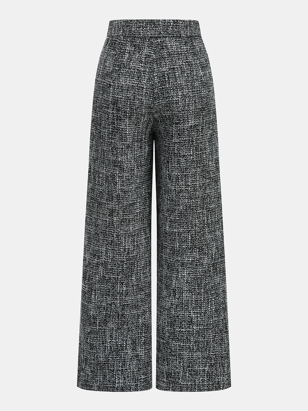 Mid-Waist Tweed Wide-Leg Pants