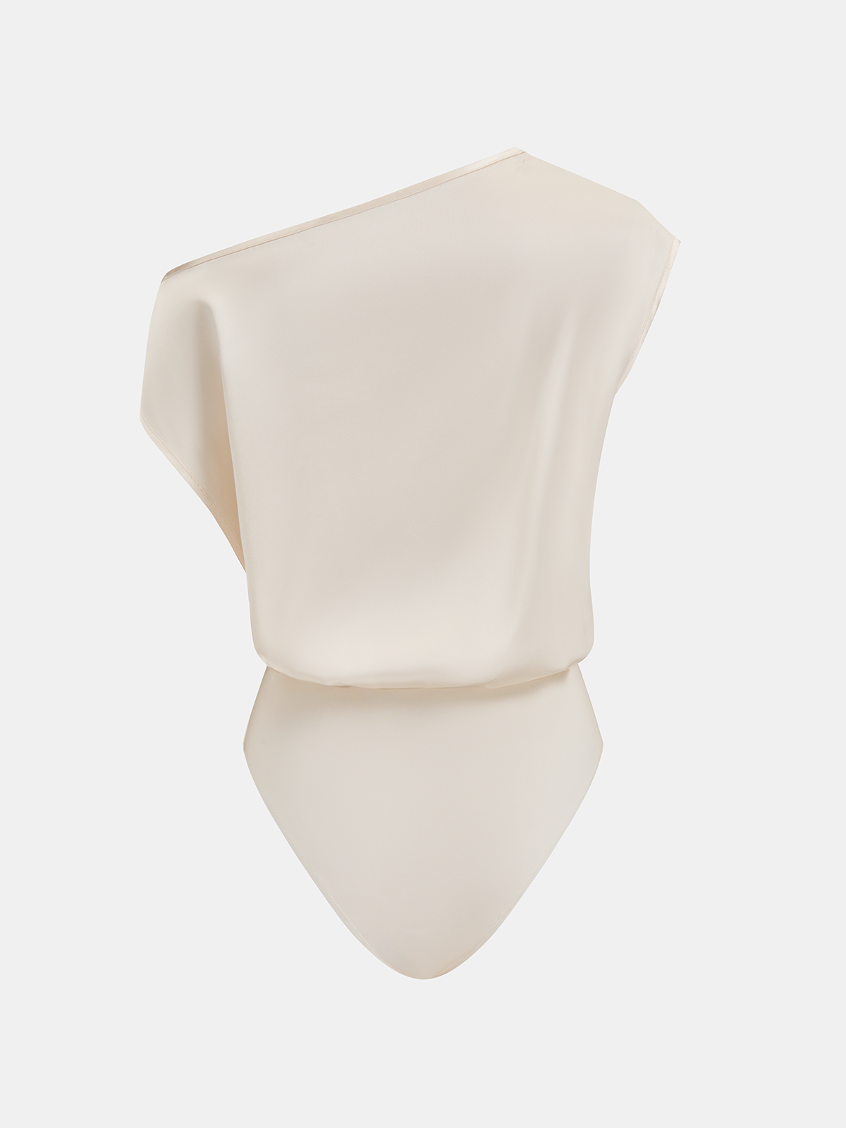Satin One-Shoulder Drape Bodysuit