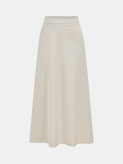 Satin Asymmetric Ruched Top & Midi Skirt Set