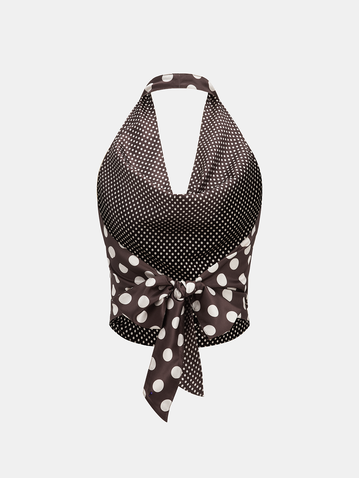 Polka Dot Backless Halter Satin Top