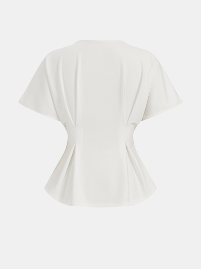 Dolman Sleeve Peplum Fitted Blouse