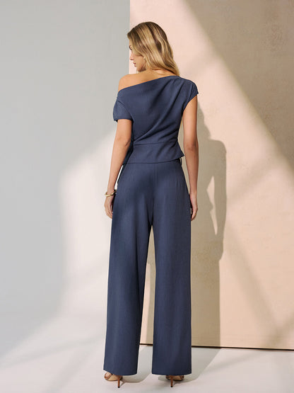 Off-Shoulder Top & Wide-Leg Pants Set