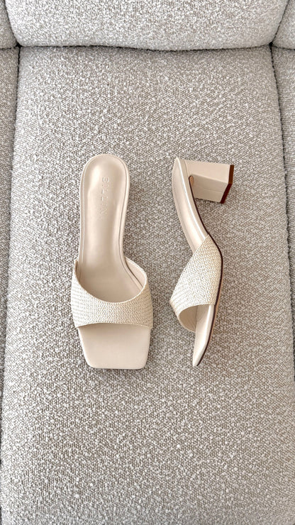Freda Heel - Cream Raffia