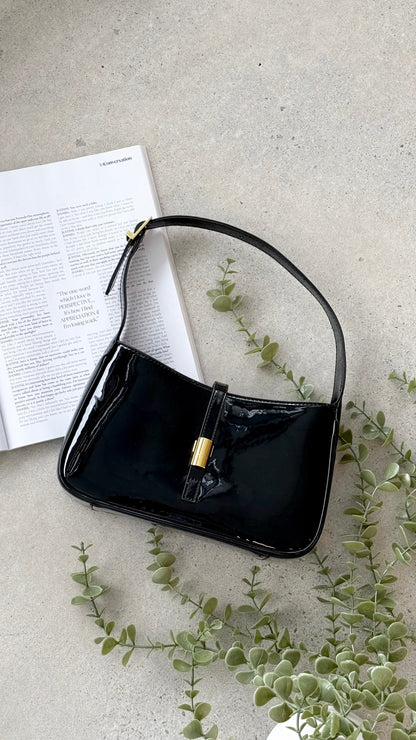 Clara Shoulder Bag - Black Patent
