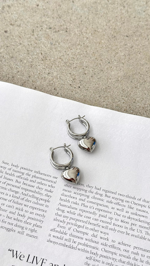Varick Heart Earrings - Silver