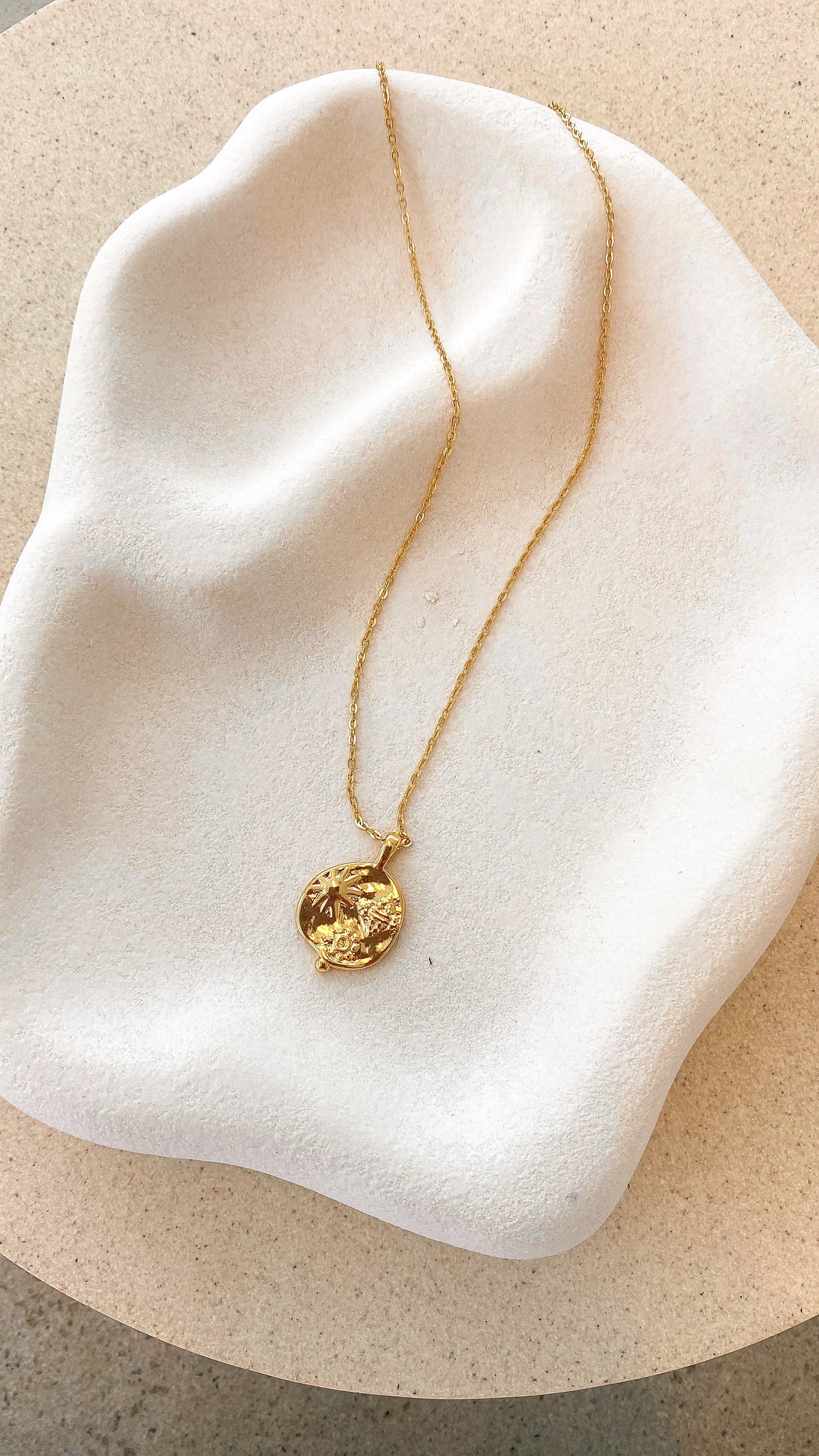 Ocean Coin Charm Necklace - Gold