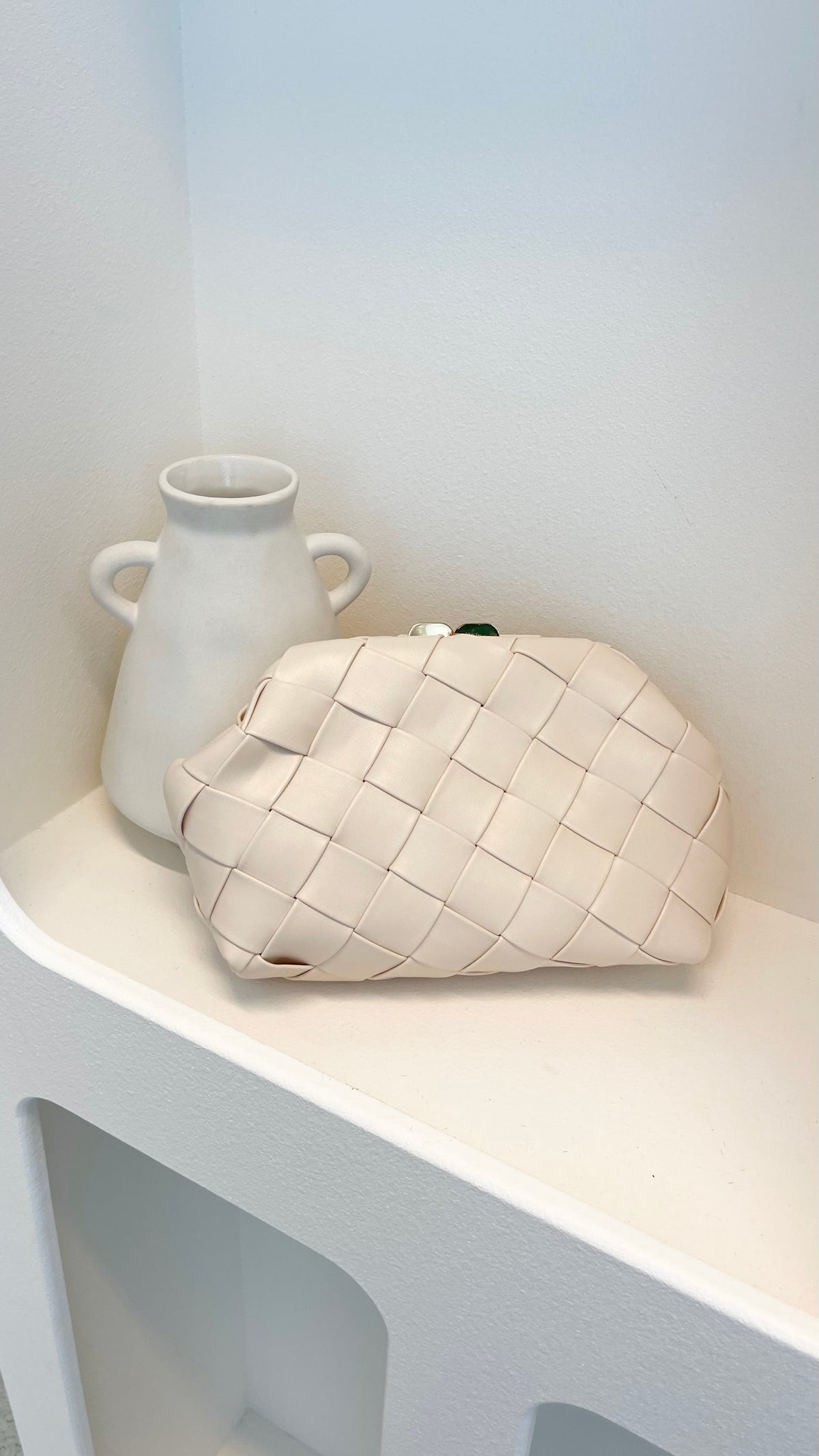 Vasanti Woven Clutch - Beige