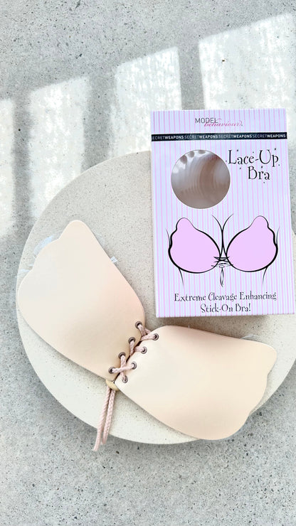 Lace Up Bra - Nude