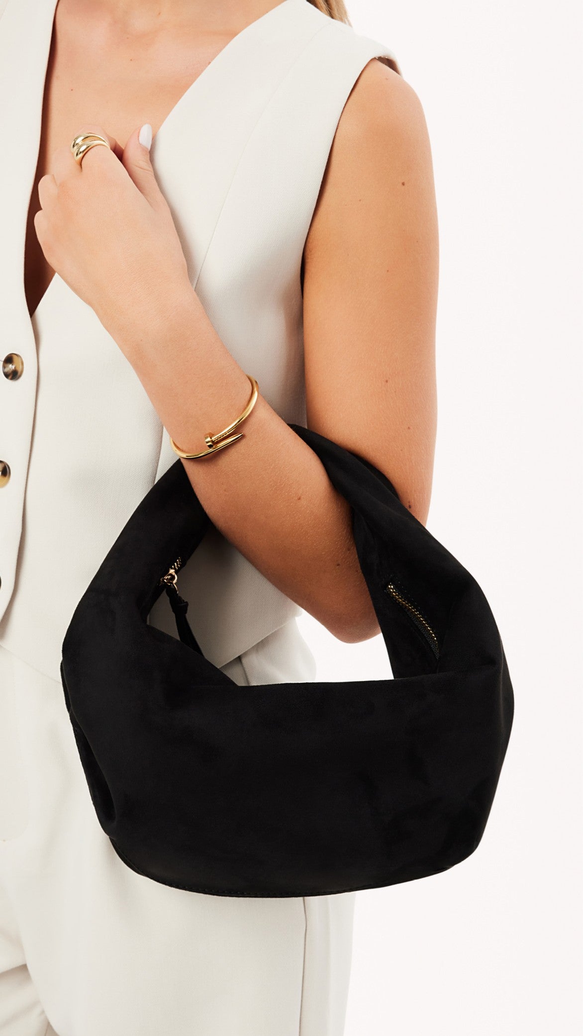 Renee Shoulder Bag - Black Suede