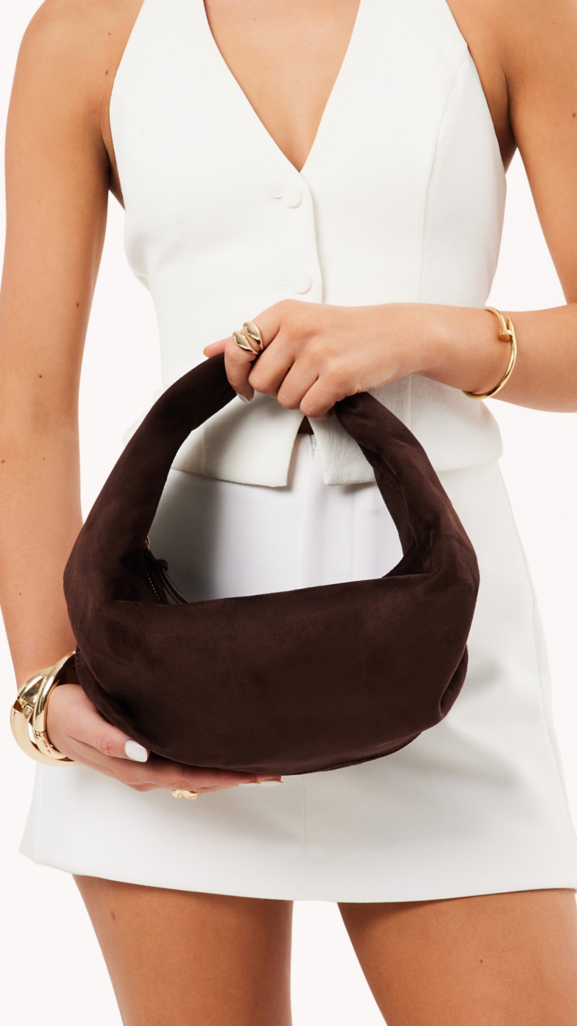 Renee Shoulder Bag - Chocolate Suede