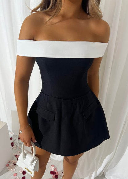 Resist Me Structured Mini Dress - Monochrome