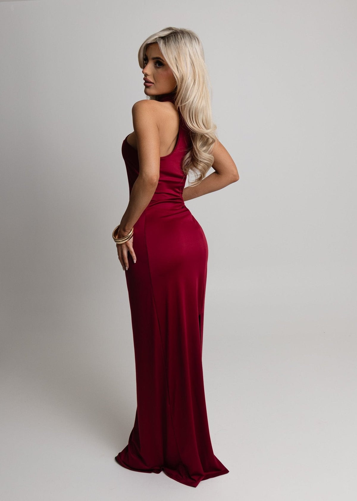 Romance Me Halterneck Maxi - Wine