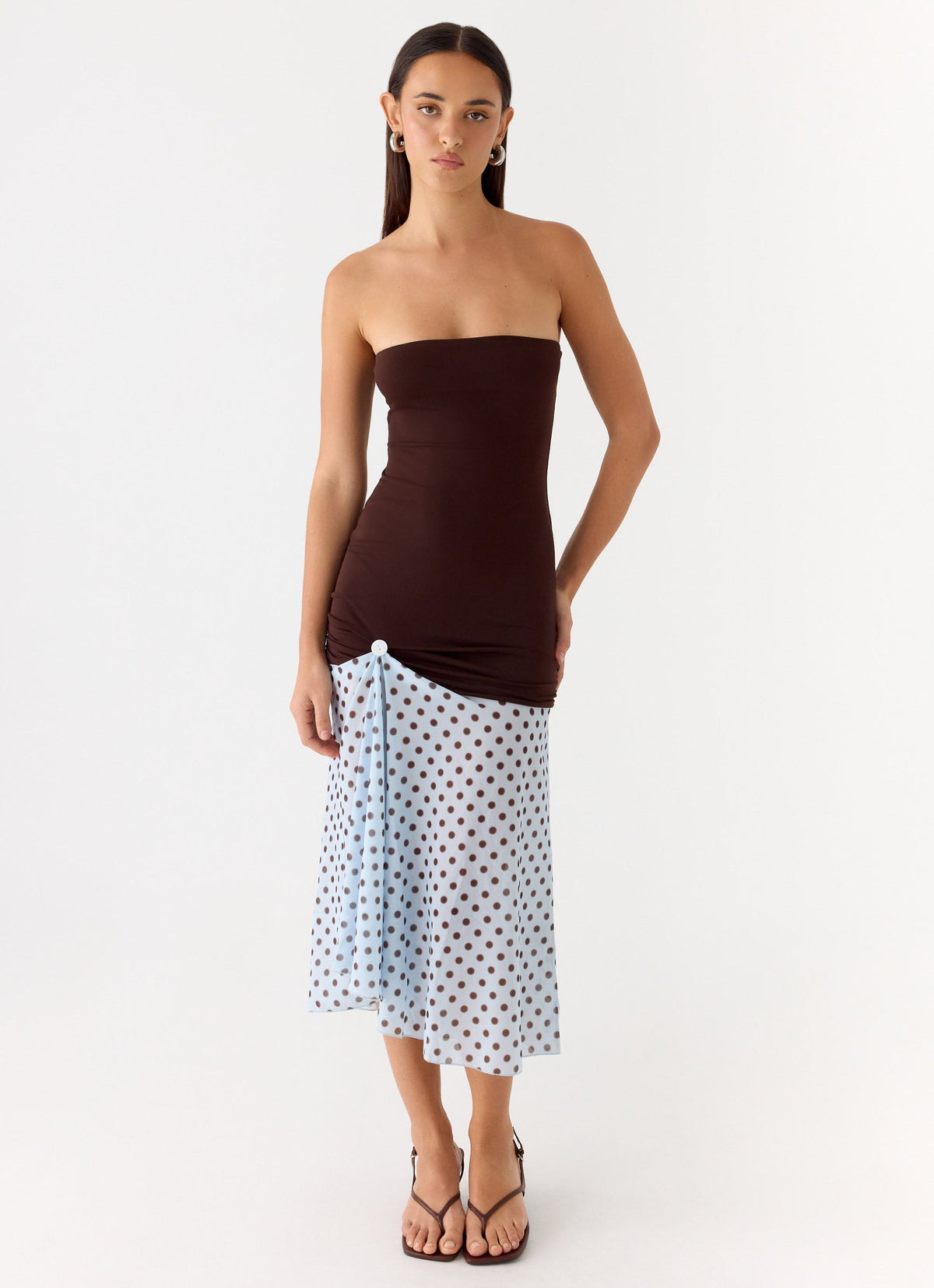 Schell Midi Dress - Chocolate Dot