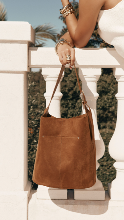 Cali Shoulder Bag - Tan Suede