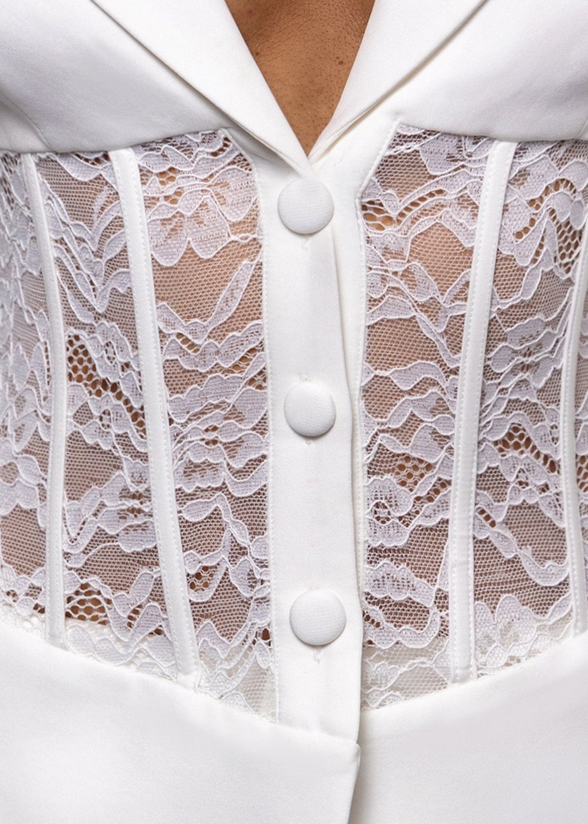 Unspoken Secrets Lace Blazer Two Piece - White