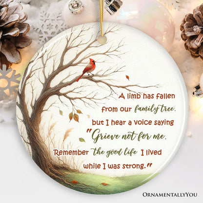 A Life Well-Lived Memorial Tree Ornament, Cherished Family Christmas Keepsake Ceramic Ornament OrnamentallyYou Circle