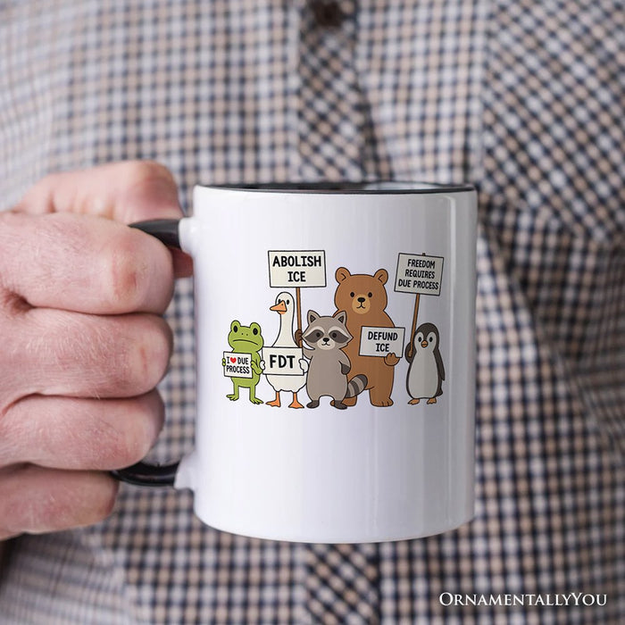 Abolish ICE Animals Protest Personalized Mug, Cute Activist Gift with Custom Name Personalized Ceramic Mug OrnamentallyYou