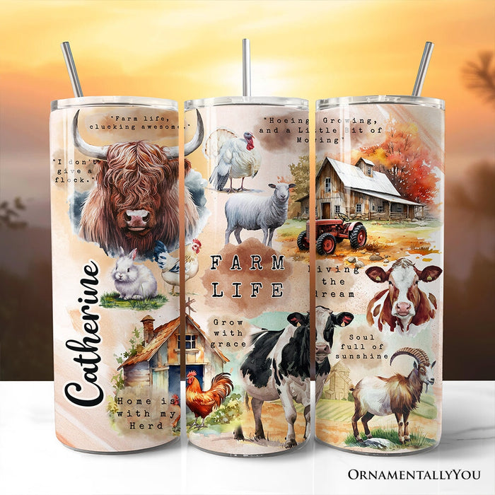 Agricultural Dream 20oz Personalized Tumbler With Lid and Stainless Steel Straw, Farm Life Quotes Gift Cup Tumbler OrnamentallyYou Customized