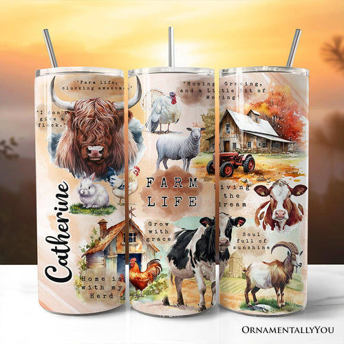 Agricultural Dream 20oz Personalized Tumbler With Lid and Stainless Steel Straw, Farm Life Quotes Gift Cup Tumbler OrnamentallyYou Customized