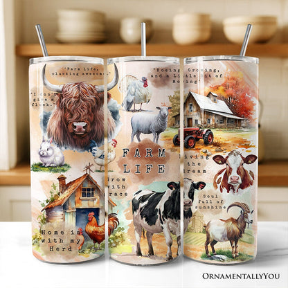 Agricultural Dream 20oz Personalized Tumbler With Lid and Stainless Steel Straw, Farm Life Quotes Gift Cup Tumbler OrnamentallyYou Non-Customized