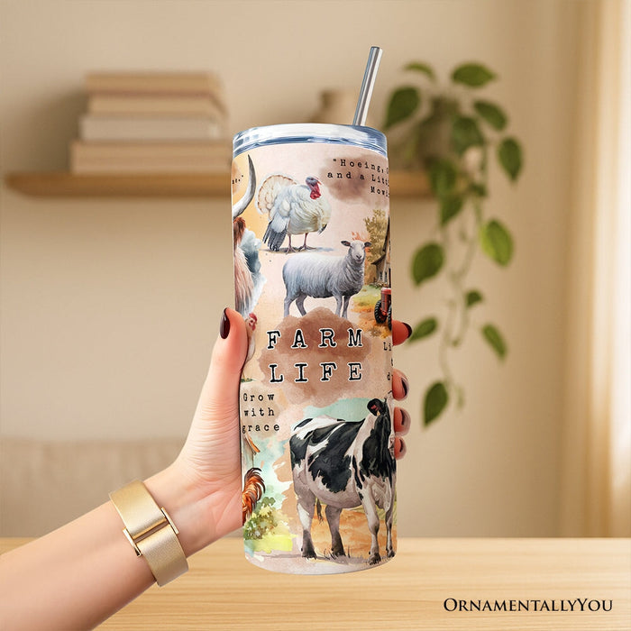 Agricultural Dream 20oz Personalized Tumbler With Lid and Stainless Steel Straw, Farm Life Quotes Gift Cup Tumbler OrnamentallyYou