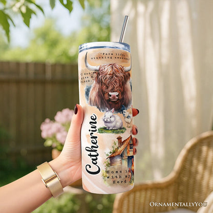 Agricultural Dream 20oz Personalized Tumbler With Lid and Stainless Steel Straw, Farm Life Quotes Gift Cup Tumbler OrnamentallyYou