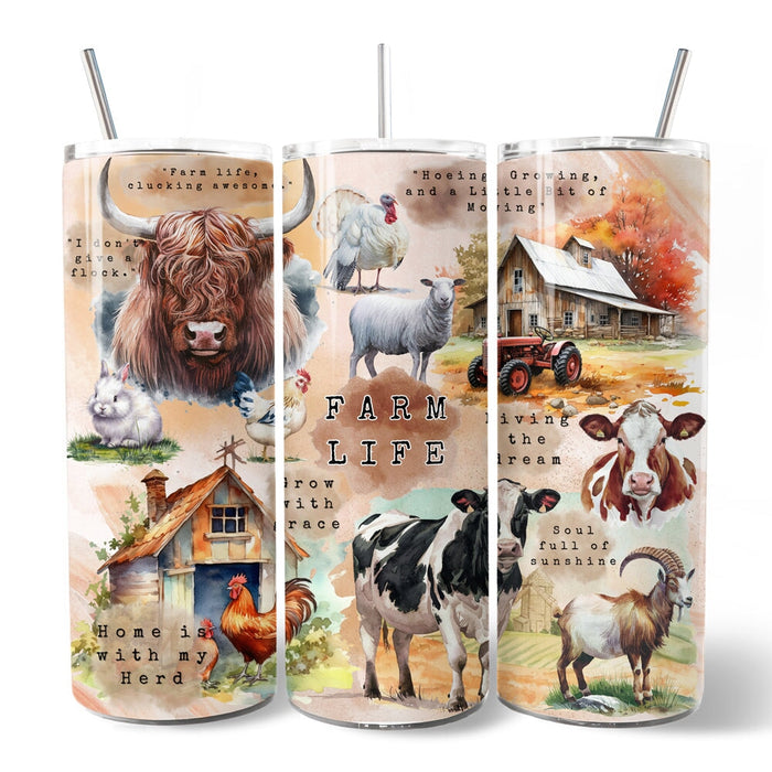 Agricultural Dream 20oz Personalized Tumbler With Lid and Stainless Steel Straw, Farm Life Quotes Gift Cup Tumbler OrnamentallyYou